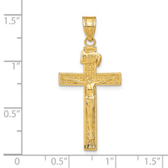 14K Gold INRI Crucifix Pendant with Polished Finish  Elegant Religious Charm