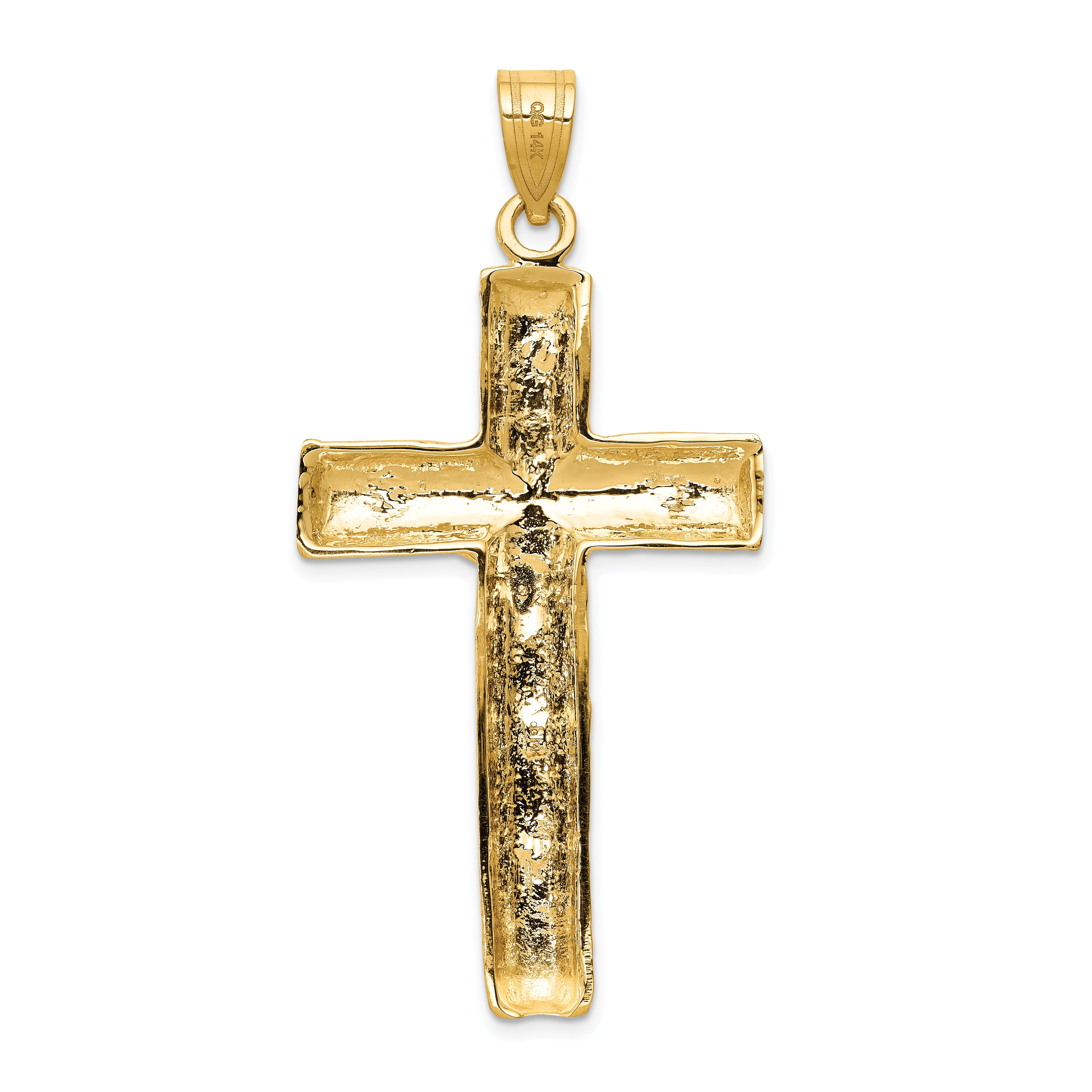 14K Gold Crucifix Charm with Polished Finish and Textured Elegance