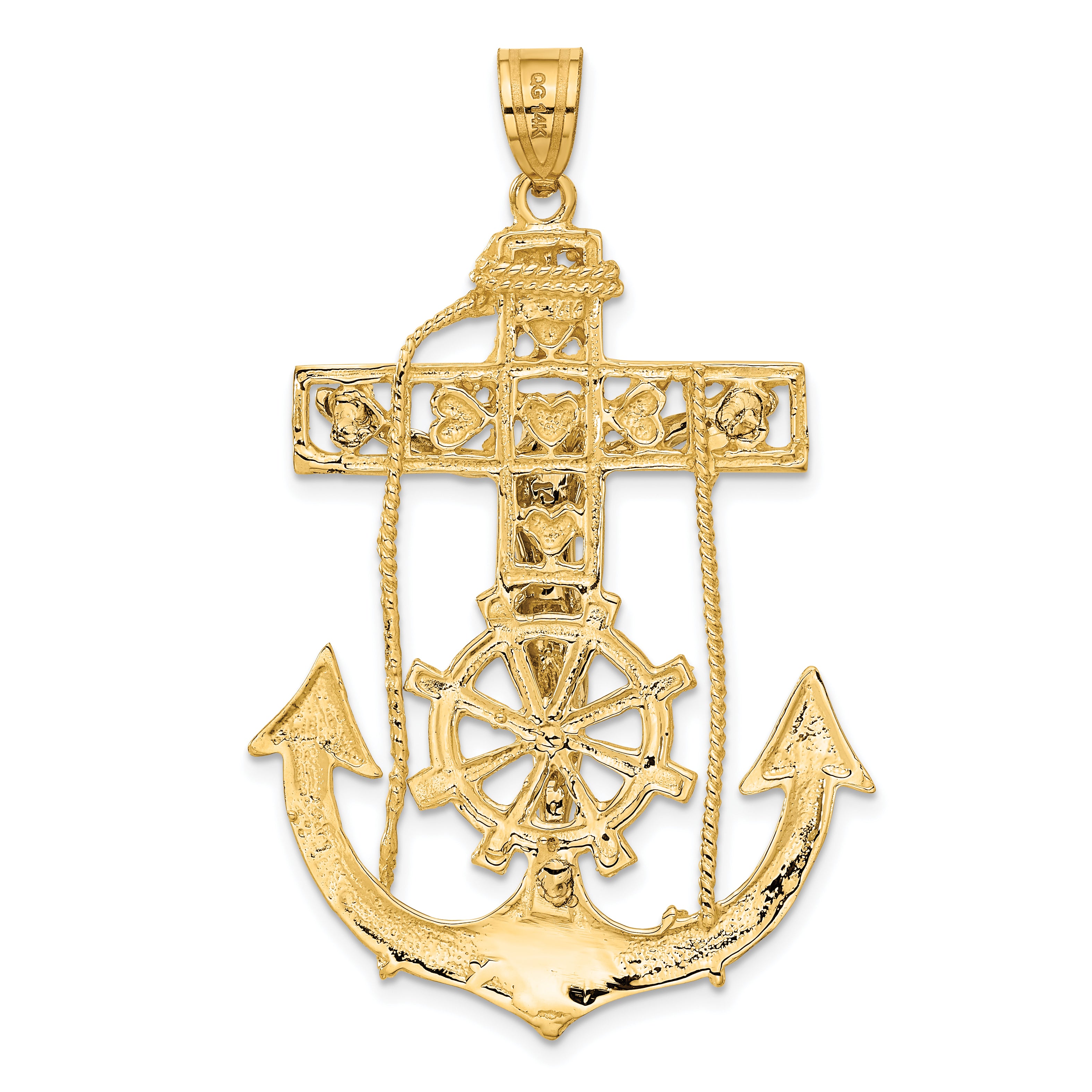 14K Two-Tone Gold Mariner's Crucifix Pendant with Elegant Unisex Design