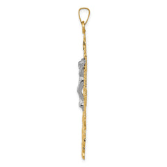 14k Two-tone Cara Vaca Crucifix Pendant