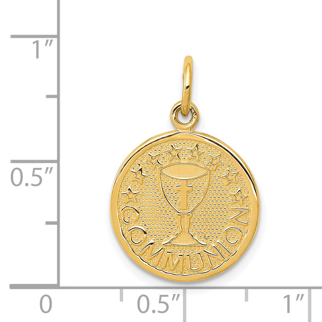 14K Gold Communion Charm with Satin and Polished Finish