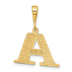 14k Textured Initial A Charm