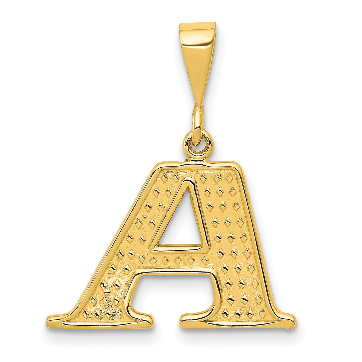 14k Textured Initial A Charm