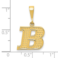 14k Textured Initial B Charm