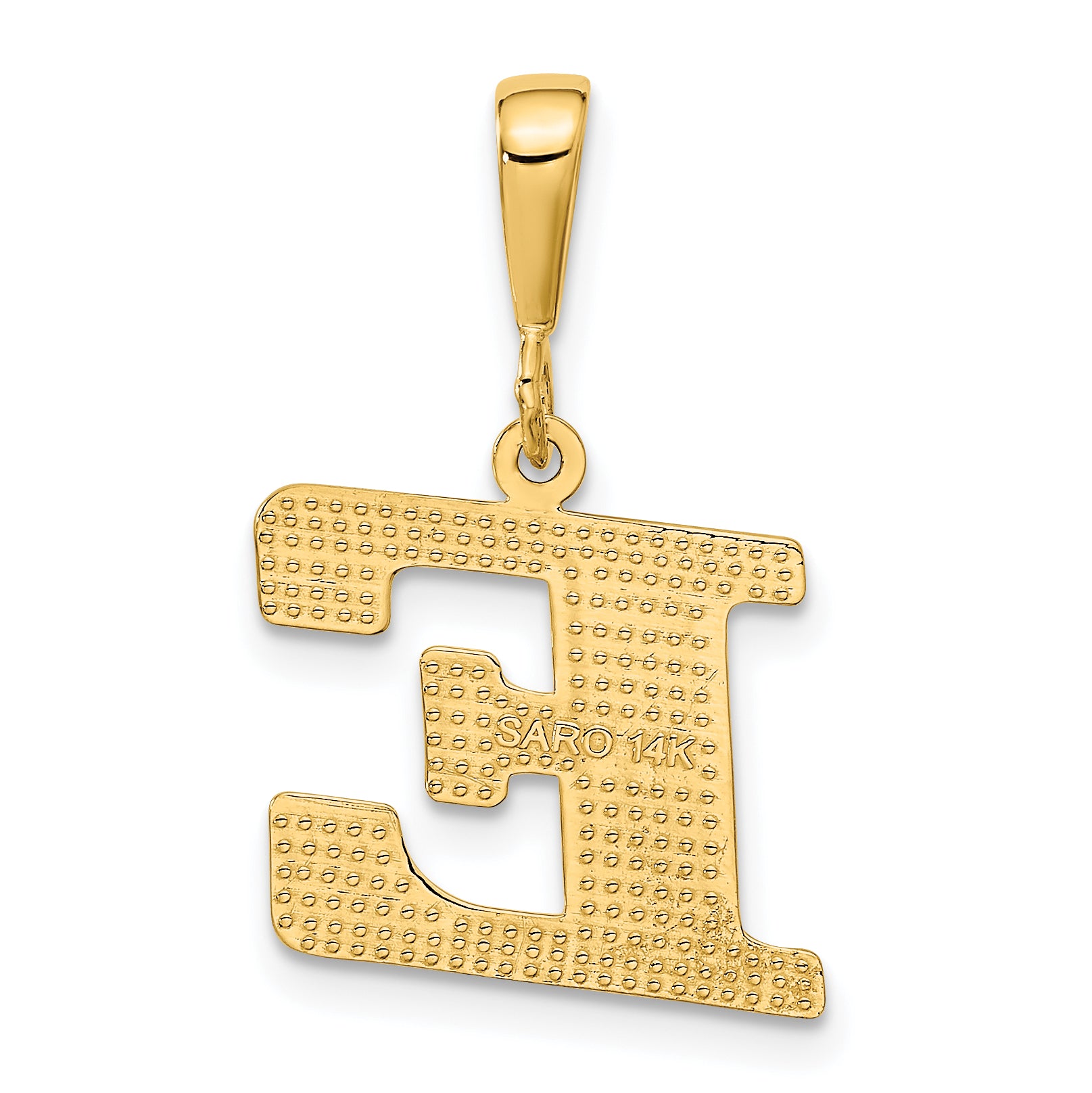 14k Textured Initial E Charm