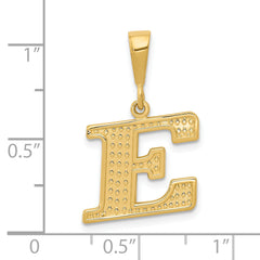 14k Textured Initial E Charm