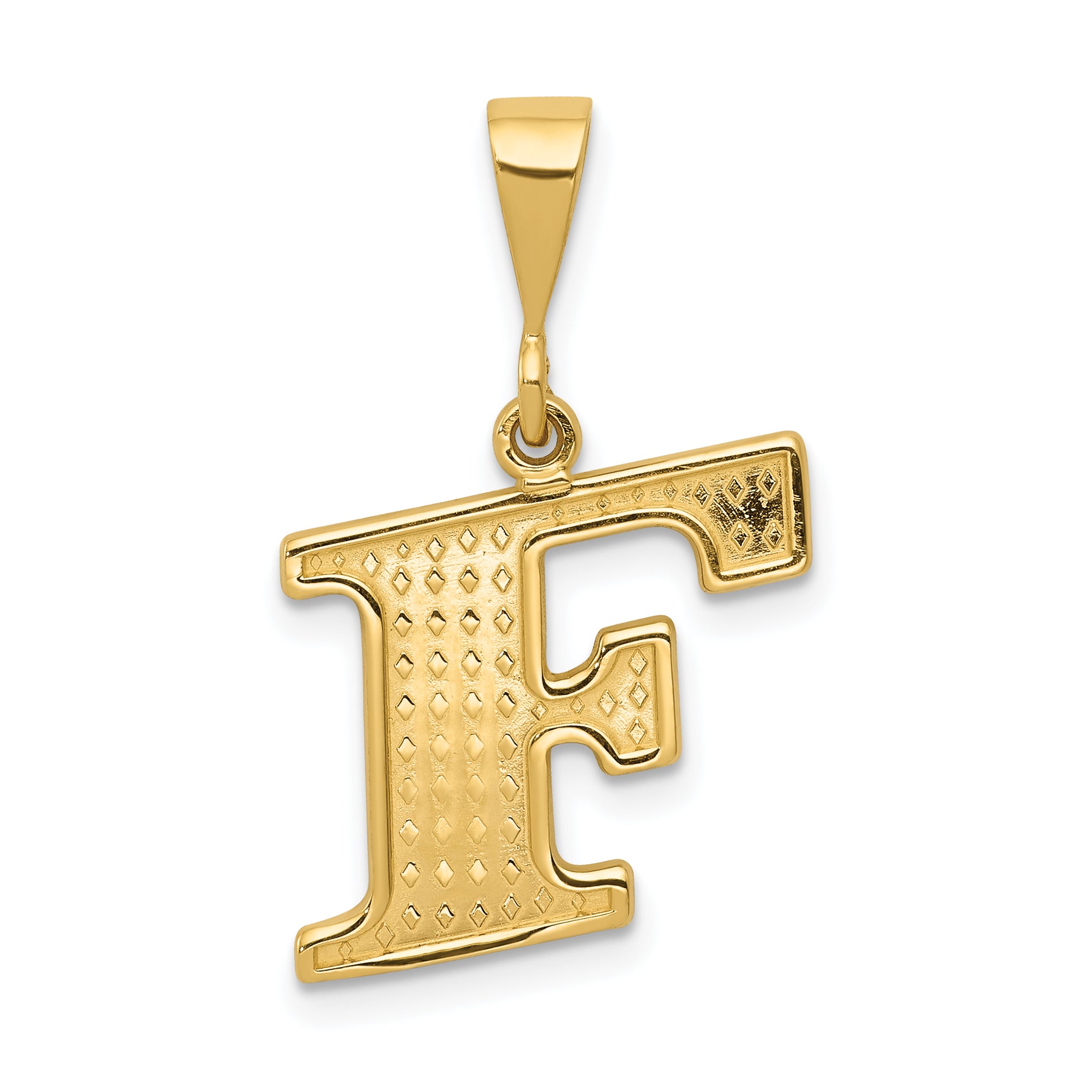 14k Textured Initial F Charm