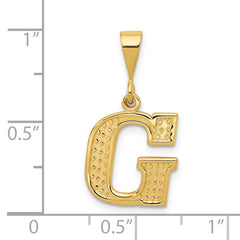 14k Textured Initial G Charm