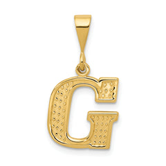 14k Textured Initial G Charm