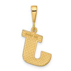 14k Textured Initial J Charm