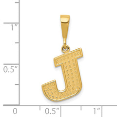 14k Textured Initial J Charm