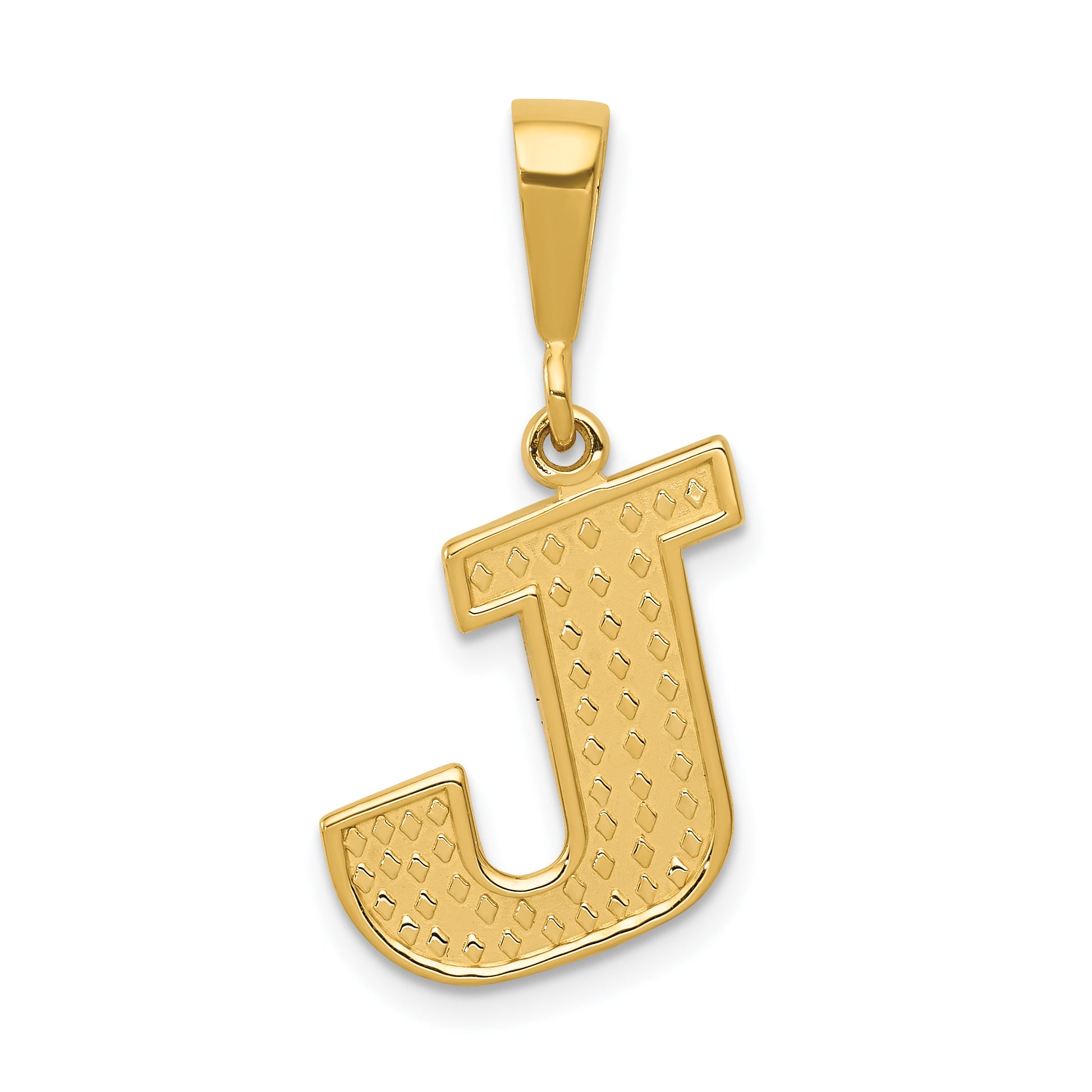 14k Textured Initial J Charm