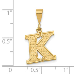 14k Textured Initial K Charm