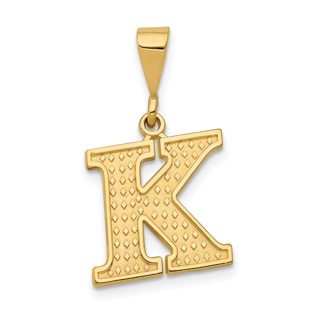 14k Textured Initial K Charm