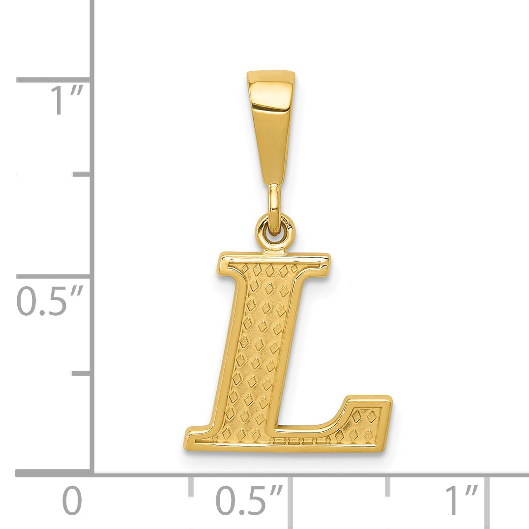 14k Textured Initial L Charm