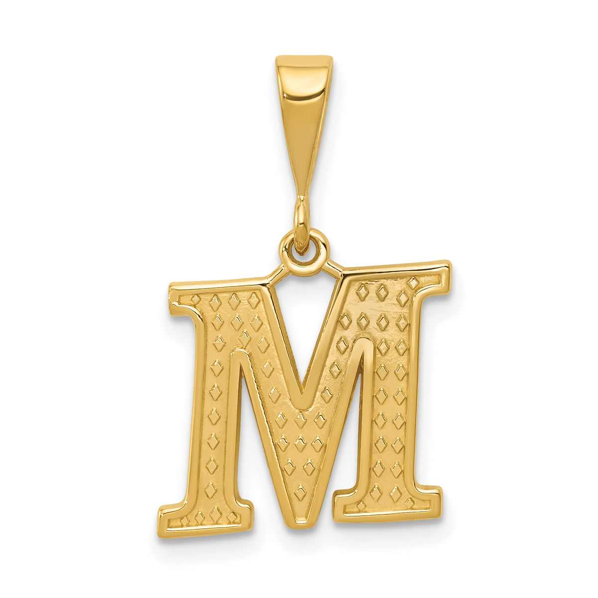 14k Textured Initial M Charm