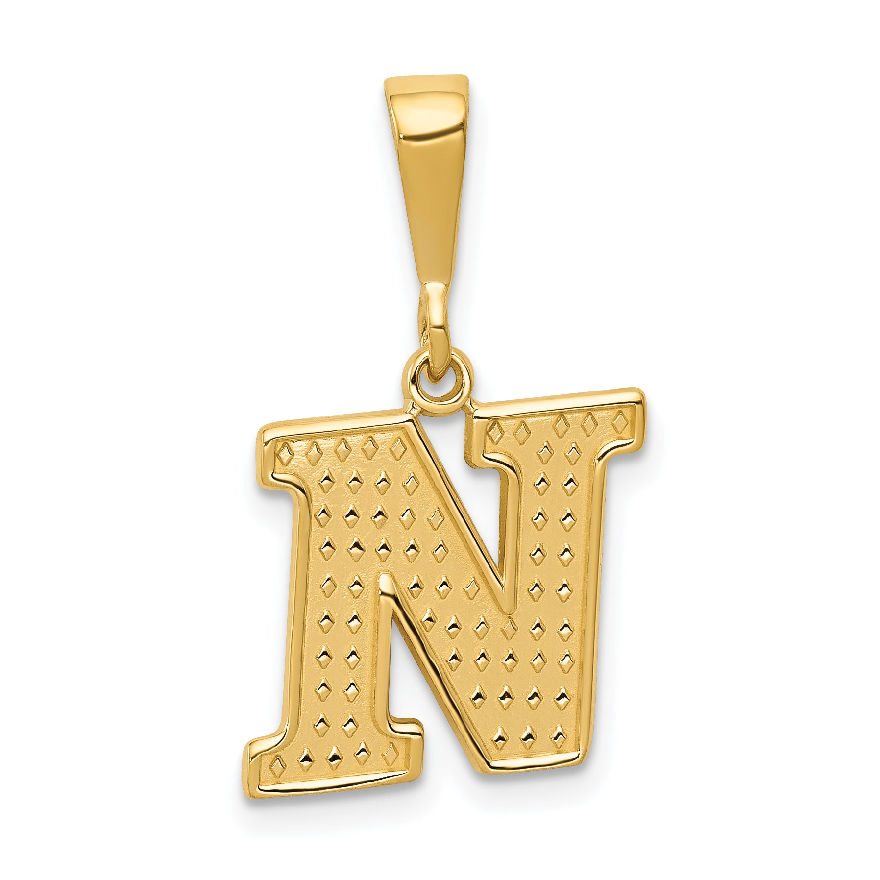 14k Textured Initial N Charm