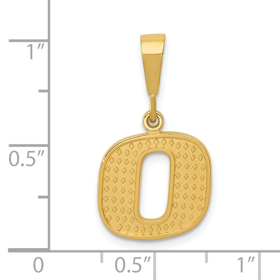 14k Textured Initial O Charm