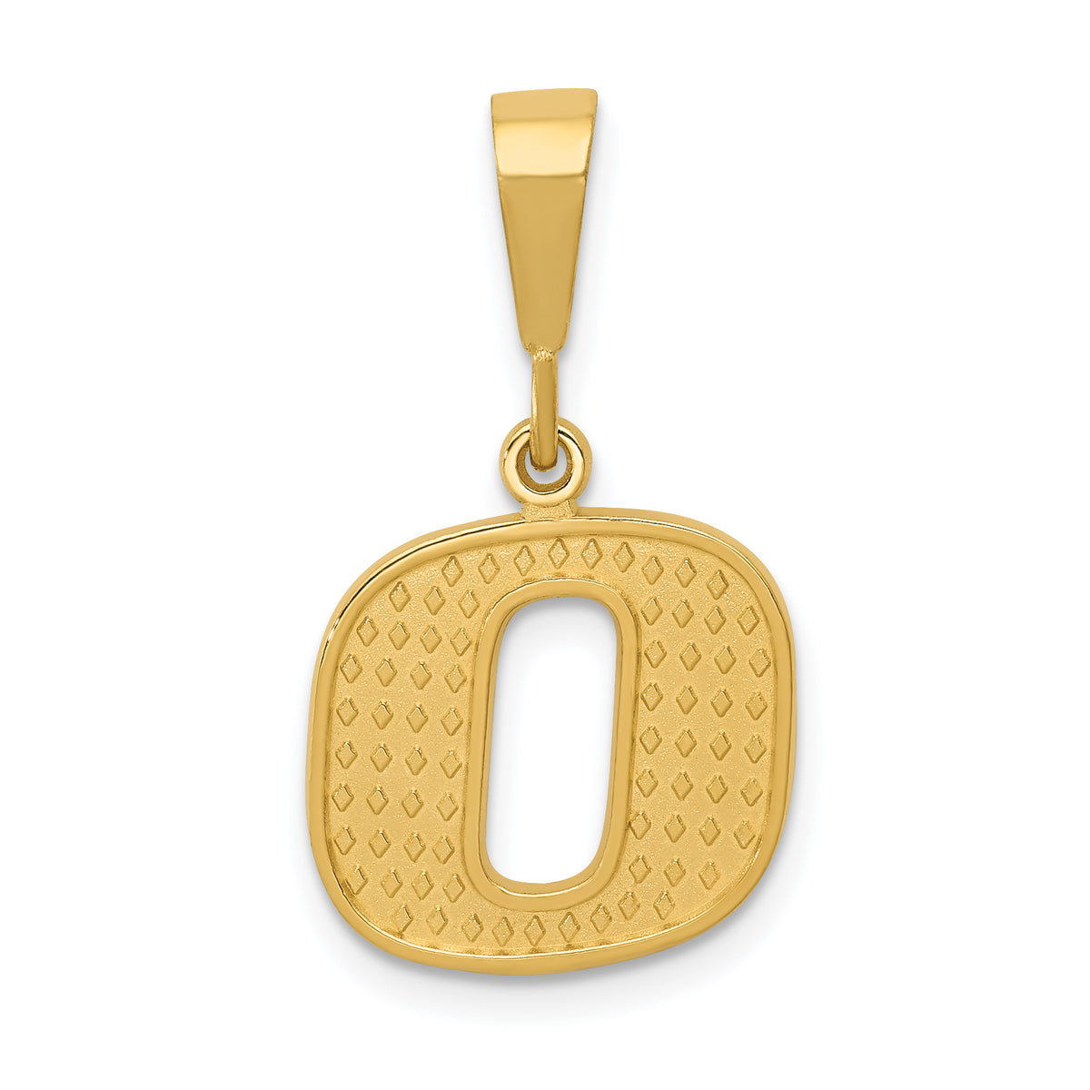 14k Textured Initial O Charm