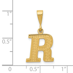 14k Textured Initial R Charm