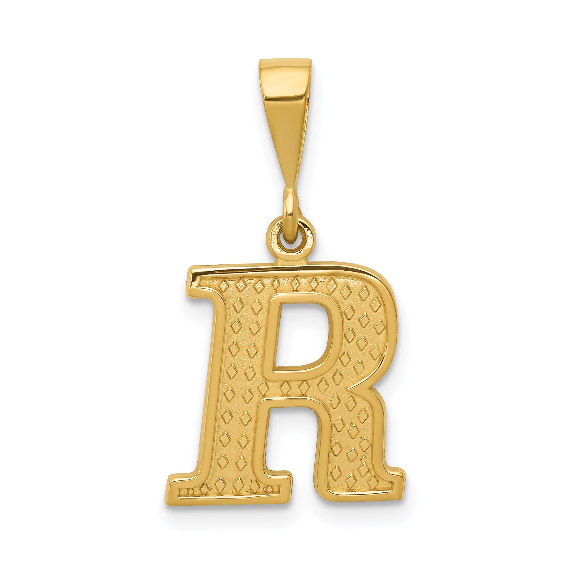 14k Textured Initial R Charm