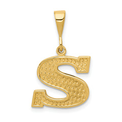 14k Textured Initial S Charm