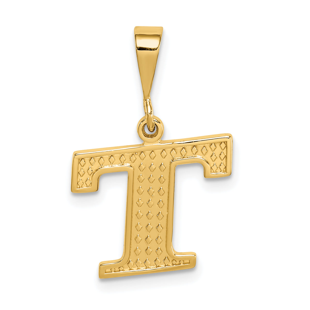 14k Textured Initial T Charm