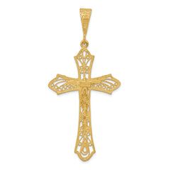 14K Satin Diamond-Cut Crucifix Pendant