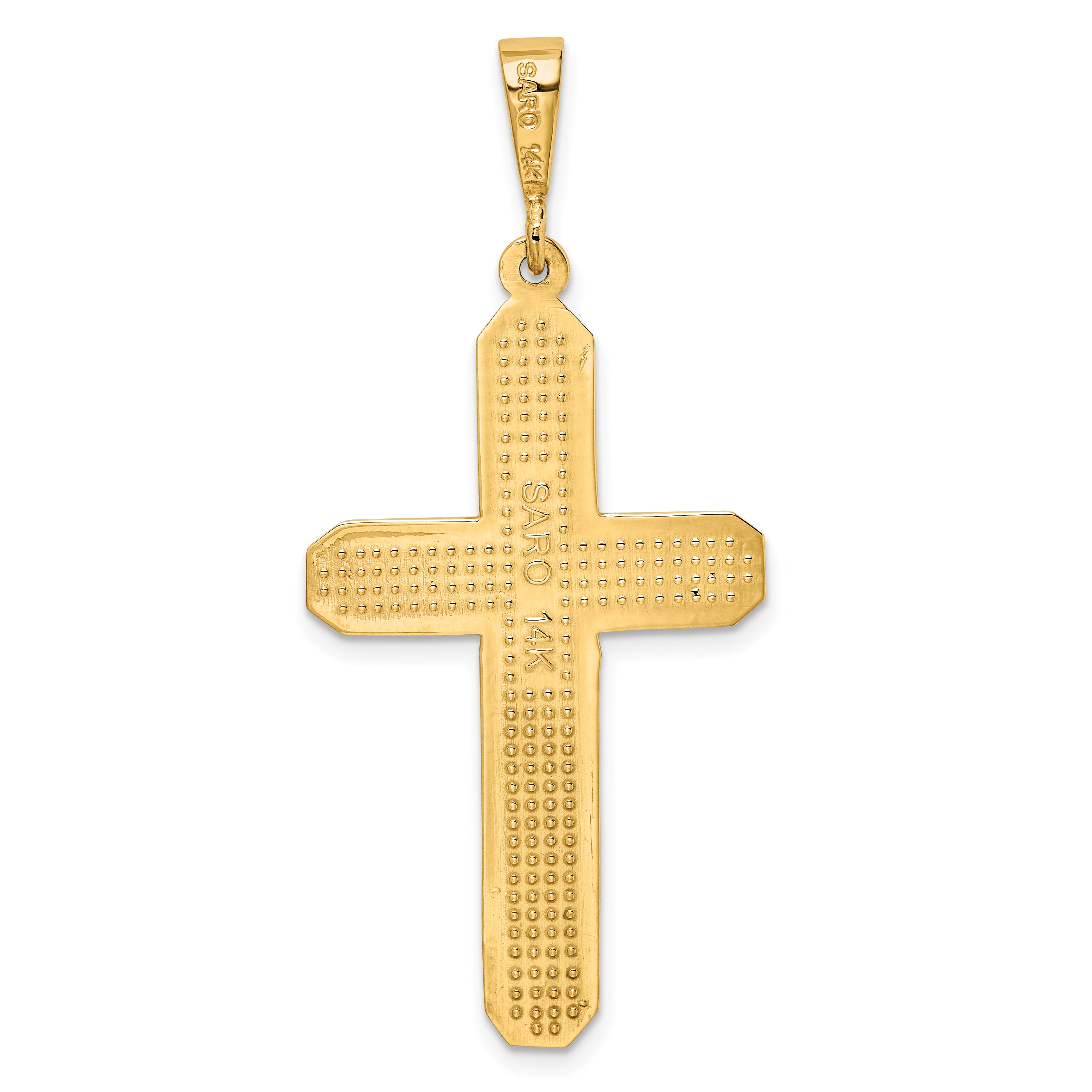 14K Gold Cross Pendant with Polished Texture Elegant Design