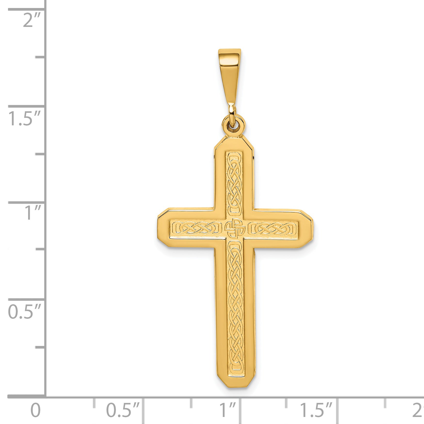 14K Gold Cross Pendant with Polished Texture Elegant Design