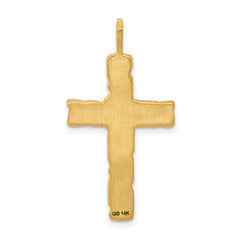 14K Gold Polished Nugget Cross Pendant with Textured Flat Back