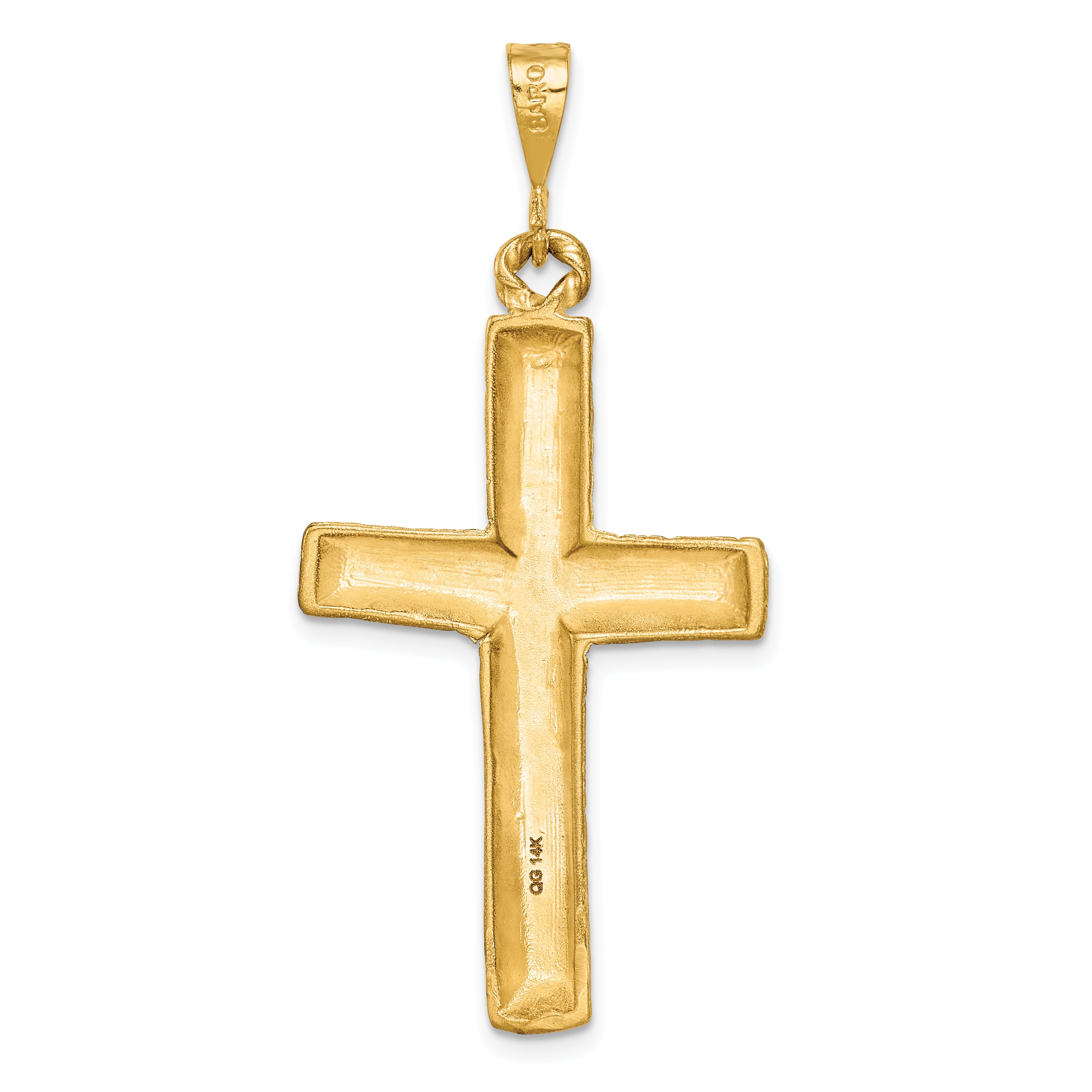 14K Gold Diamond-Cut Cross Pendant with Polished Finish