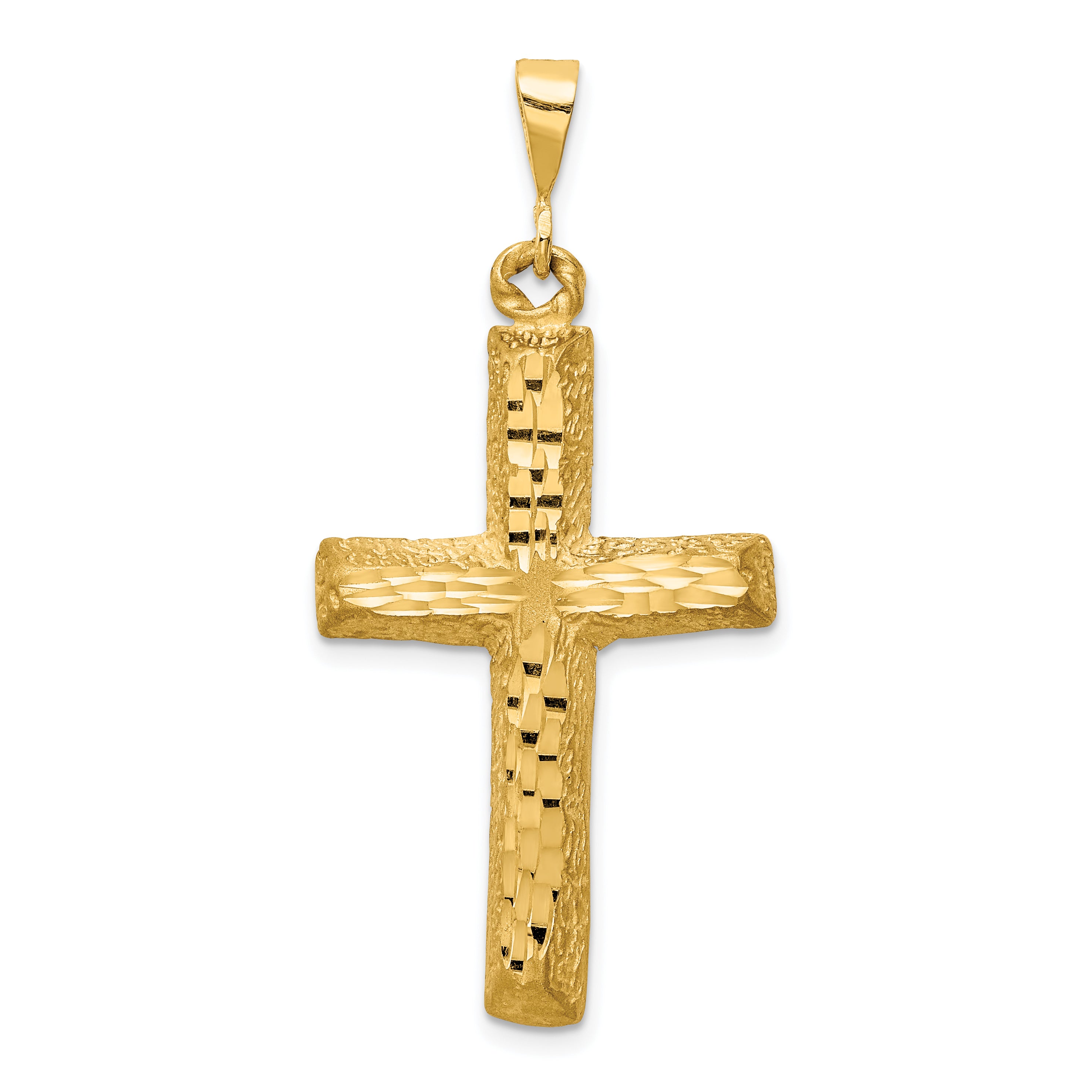 14k Diamond-cut Cross Charm