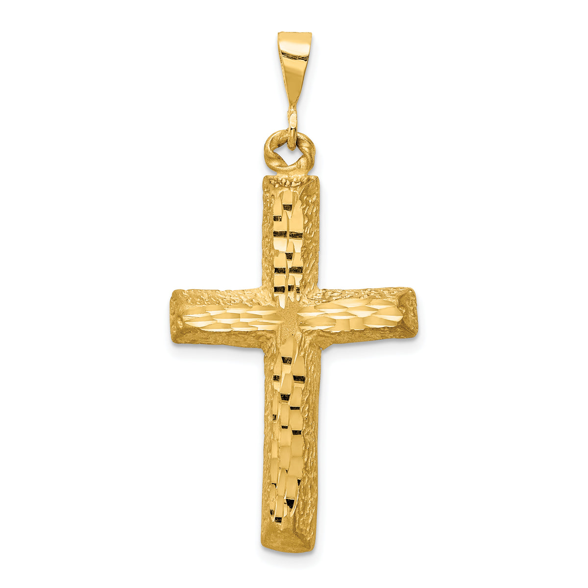 14k Diamond-cut Cross Charm