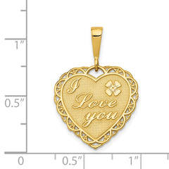 14k Reversible I LOVE YOU Heart Pendant