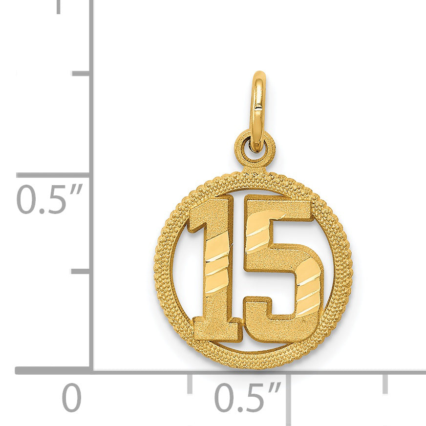 14k #15 Circle Pendant