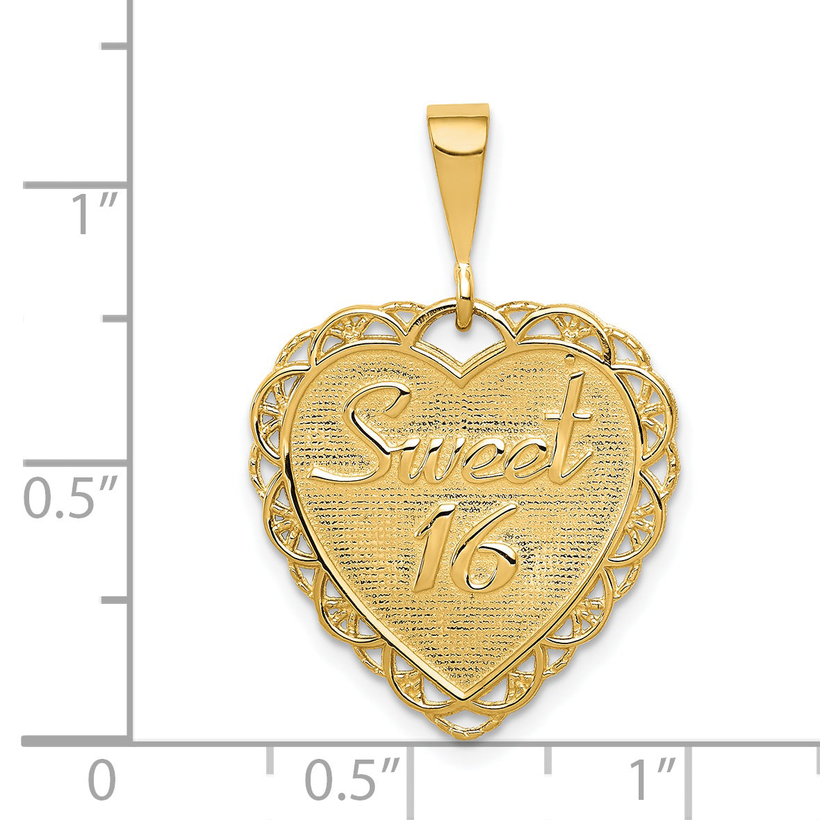 14K Gold Reversible Sweet 16 Charm Elegant Polished Finish