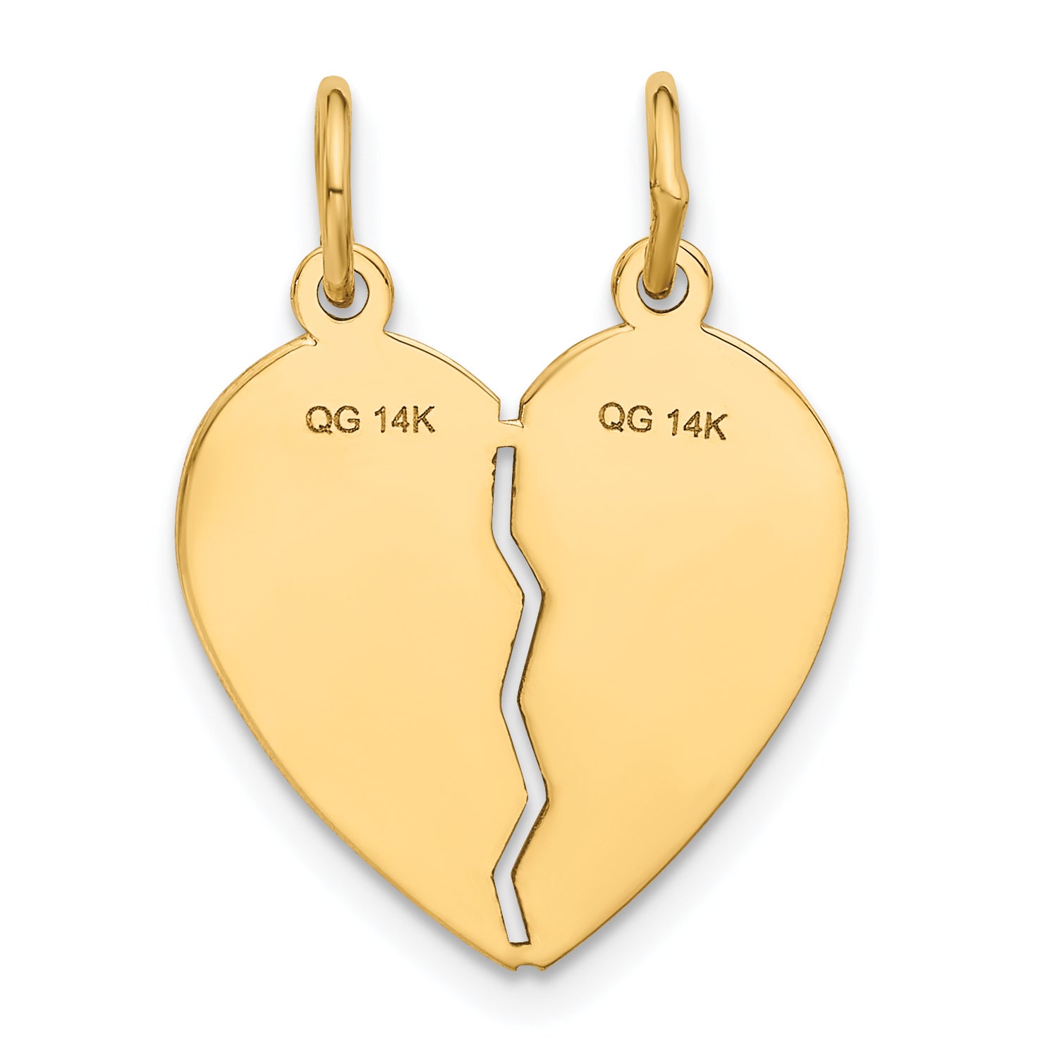 14K Gold Best Sister Break-Apart Charm Pendant with Flat Back Design