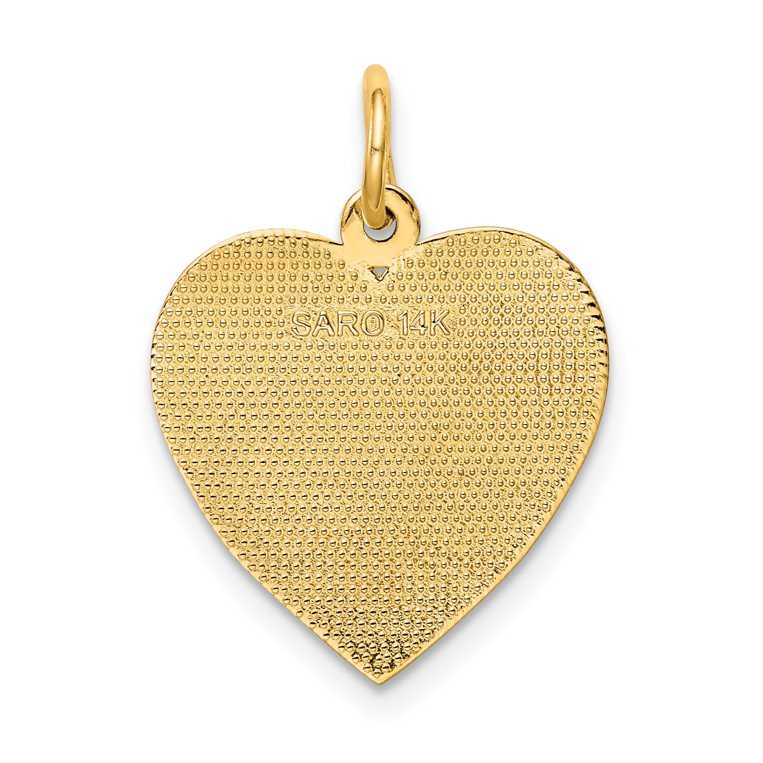 14K Gold Grandma Heart Charm with Textured Back Elegant Design