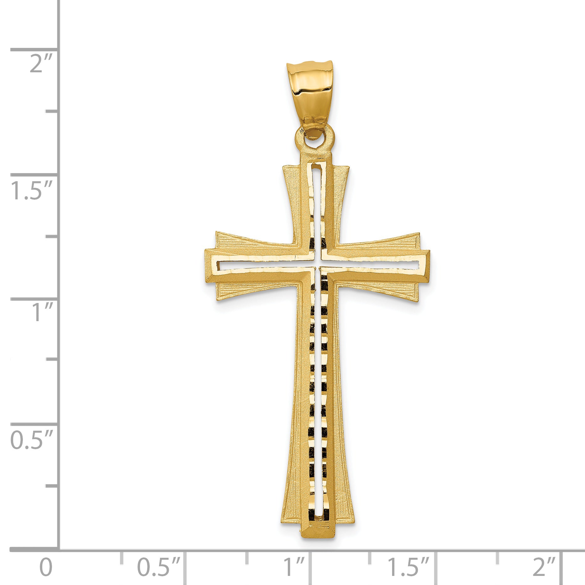 14K Gold Diamond-Cut Satin Cross Pendant Elegant Solid Design