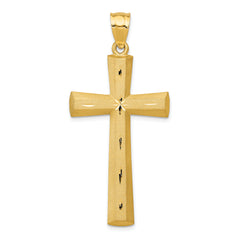 14K Satin and Diamond -Cut Cross Pendant