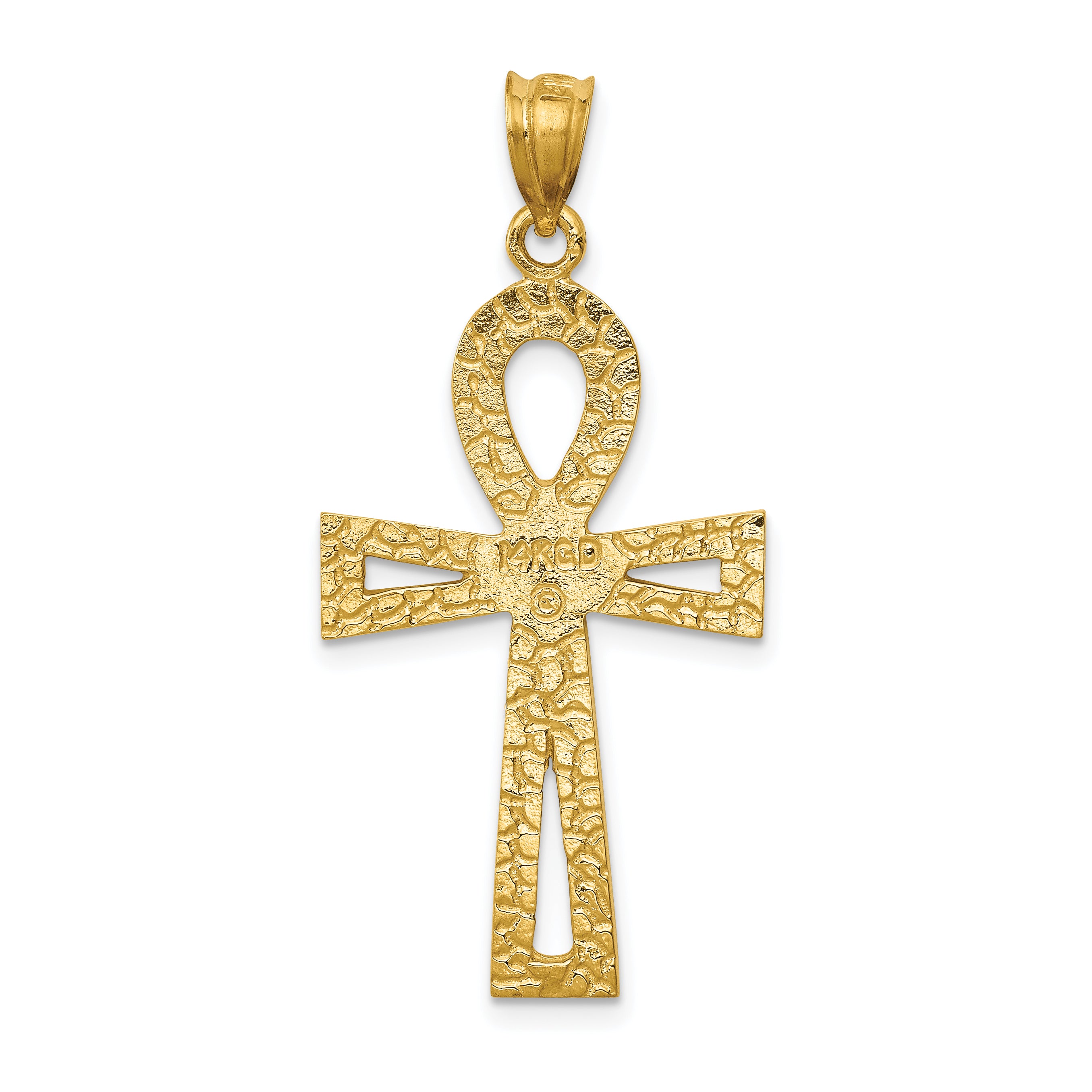 14K Gold Ankh Cross Charm with Polished Finish Unisex