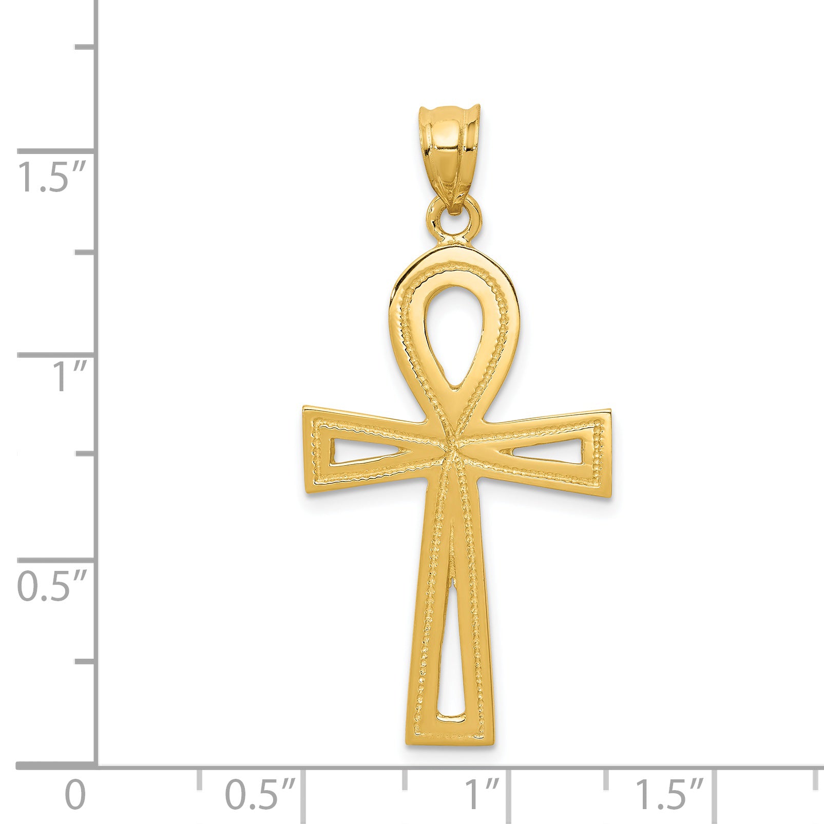 14K Gold Ankh Cross Charm with Polished Finish Unisex