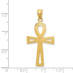 14K Gold Ankh Cross Charm with Polished Finish Unisex