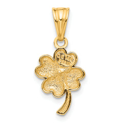 14K Gold Brushed Diamond-Cut Four Leaf Clover Charm