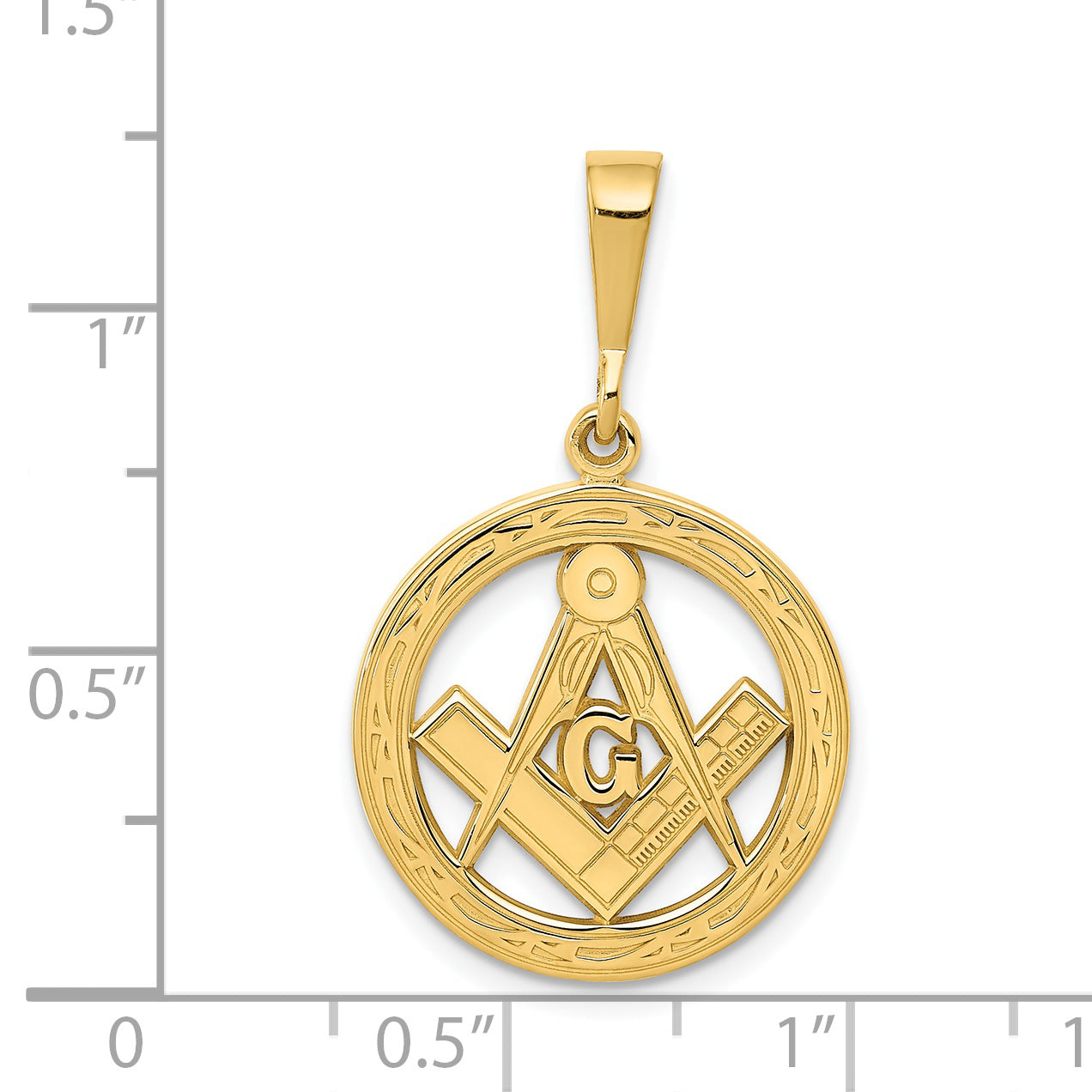 14k Polished and Textured Masonic Symbol Pendant