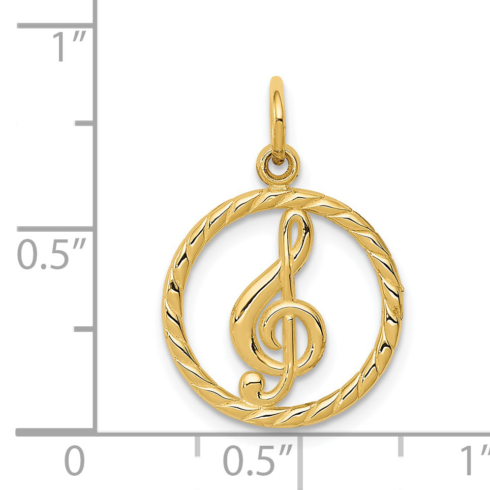 14K Gold Treble Clef Charm with Polished Finish