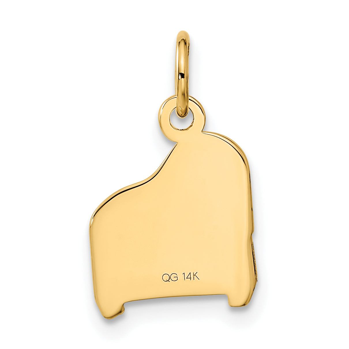 14K Gold Polished Piano Charm in Elegant Textured Design