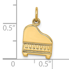 14K Gold Polished Piano Charm in Elegant Textured Design