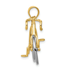 14K Two-Tone 3D Bicycle Pendant with Polished Moveable Design for Men